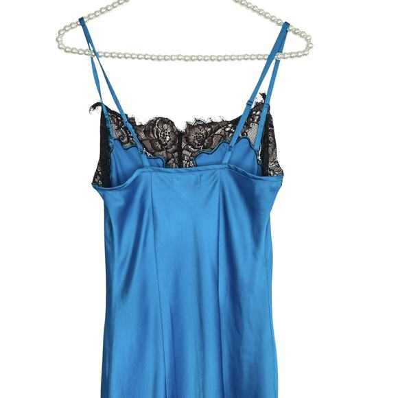 Y2k Fairy Silky Lace Slip Dress Midi Slit Women Size 4 Romantic Sultry Goth Glam - Picture 7 of 13